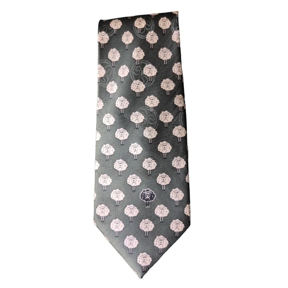 Black Sheep Green Novelty Tie Traditional Craft 100% Silk Funny Statement